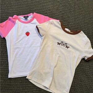 Kids' Pink and White Strawberry Shirt